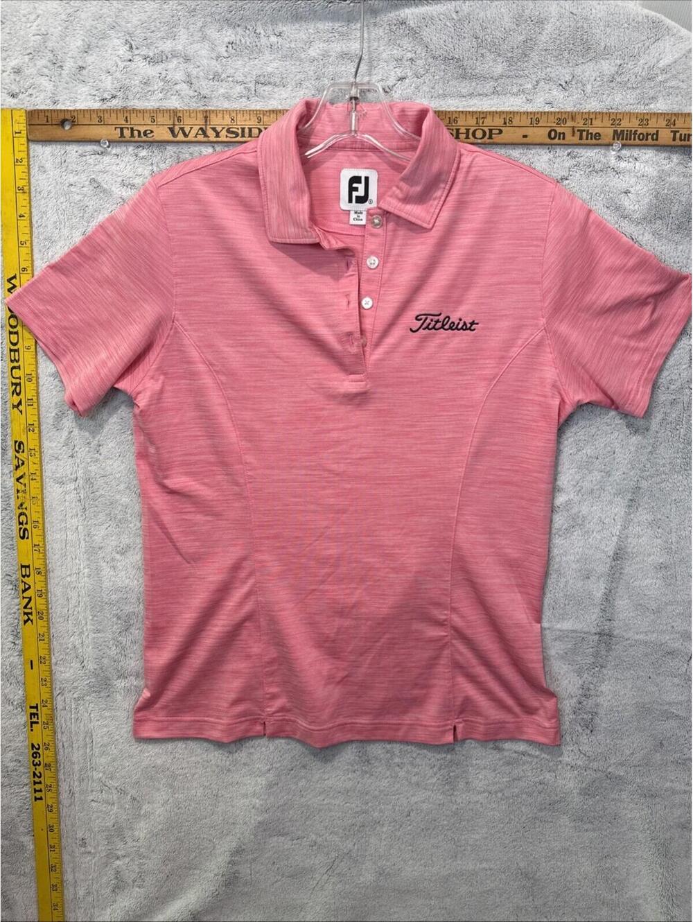 FootJoy Titleist Women’s Golf Polo Shirt Pink Space Dye Performance Size S EUC